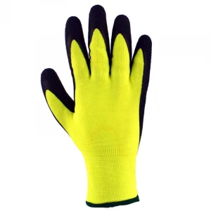 Super Slip Abrasion Resistance Acrylic Terry Brushed Liner Winter Rubber Latex Coated Work Glove