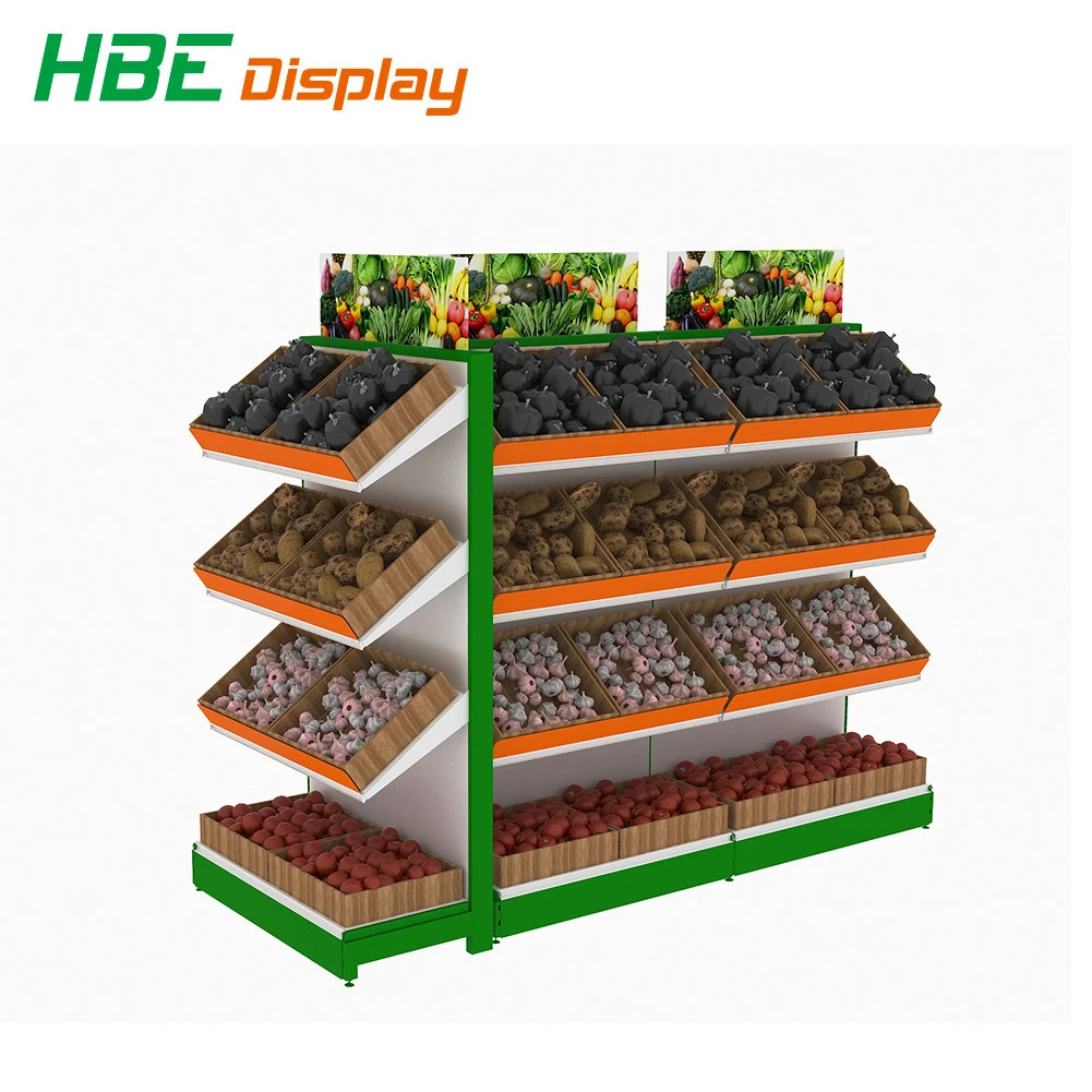 Supermarket Vegetable and Fruit Stand Rack Supermarket   Metal Fruit and Vegetable Display shelf