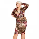 The new fashion v-neck leopard print dress fashion dress