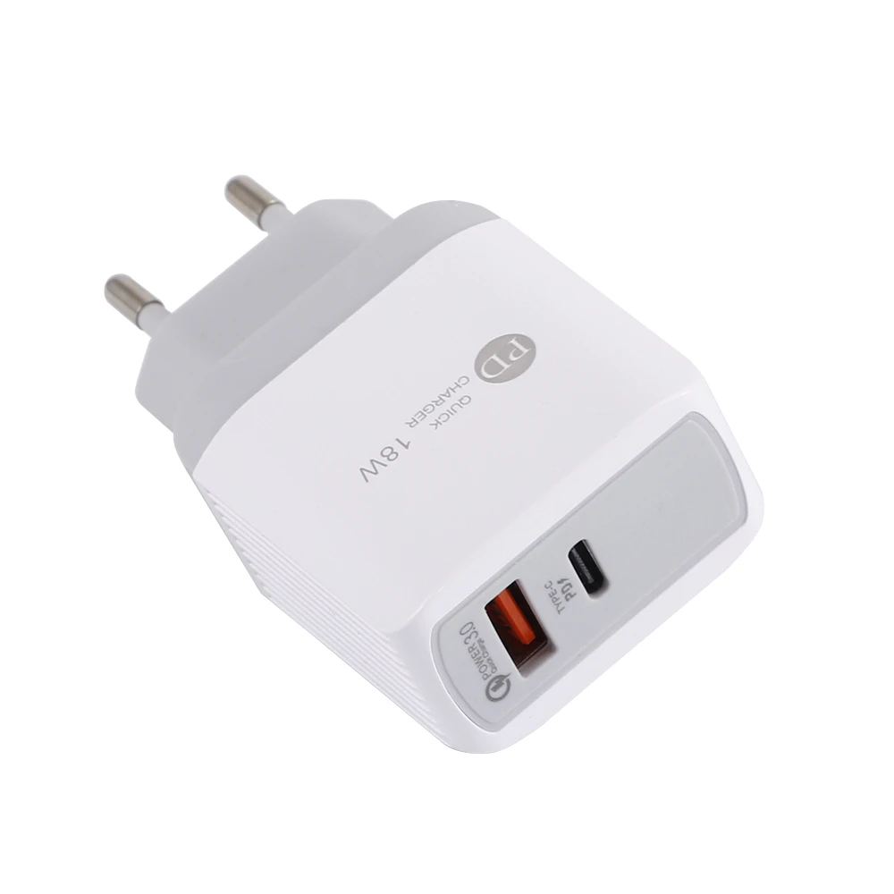 Top Sell 18W PD Phone Charger 2 Wall USB Charger EU US USB QC3.0 Charger