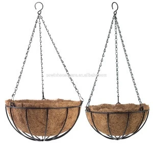 Traditional Hanging Flower Pot Plant Holder  for Indoor Outdoor/Metal Wall Hanging Planter Basket with Coco Liner