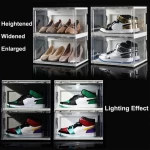 Transparent shoes storage container custom sneaker display box shoe organizer stackable plastic foldable clear shoe storage box
