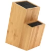 Two tier slot-less universal bamboo knife block holder with removable bristles