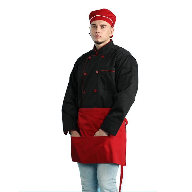 Uniforms restaurant manager waiter coat with for cooking hat custom black chef uniform design