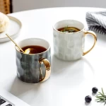 Unique Design Drinkware Nordic Delicate Handmade Luxury Ceramic Coffee Mugs With Gold Rim