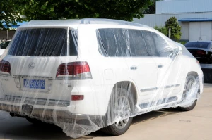 Universal Auto Cover Clear Plastic Car Cover with Elastic Band Cheap Disposable Car Cover