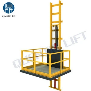 Vertical lead cargo rail lift platform/hydraulc hoist cargo lift