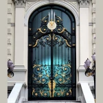 Villa Luxury Design Arch Top Wrought Iron Main Entrance Door Gates With Transom