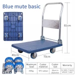 Warehouse Decor 4 Wheels Plastic Shopping Foldable Hand Truck / Car Platform Trolley