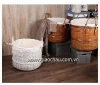 Weaving bamboo basket with liner and handles