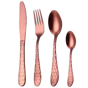 Wedding Golden Plated Cutlery Stainless Steel Silverware Set Gold Spoon Forks and Knives Flatware