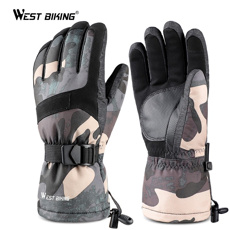 WEST BIKING 2020 Ski Snowboard Gloves Thinsulate Winter Warm Motorcycle Cycling Gloves Waterproof Touchscreen Snowmobile Gloves