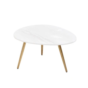 White Marble Color Top Center Table Gold Stainless Steel Coffee Table Modern Living Room