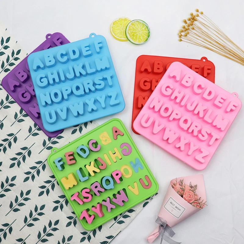 Wholesale 26 English alphabet silicone chocolate mold ice tray mold diy homemade food supplement mold