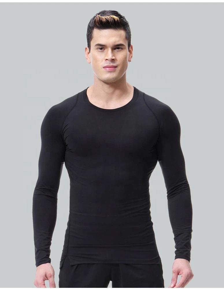 Wholesale 4 needles flatlock seam dry fit wicking mens long sleeves compression shirt,  compression t shirt, compression top