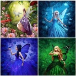 Wholesale 5D DIY Diamond Painting Full Square round butterfly girl  fairy Diamond Embroidery  Picture of Rhinestones
