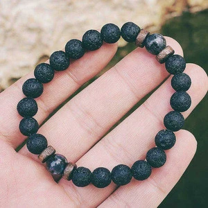 Wholesale 8mm Nature Tiger Eye Lava Stone Beads Diffuser Bracelet With Volcanic Natural Moon Stone Bracelets BHBP072