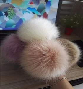Wholesale acrylic wool fabrics fake fox fur long fur pom pom key chain/girl bag key chain