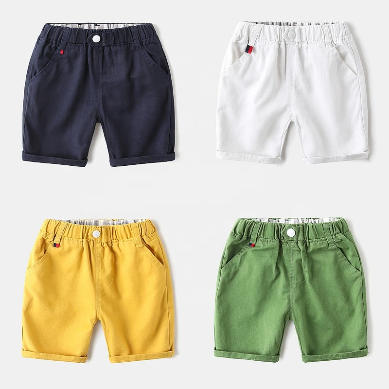 Wholesale boy's summer shorts children's pure color trousers fashion outfits boutique toddler boy's cargo shorts