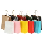 Wholesale Brown Kraft Paper Bag Accept Custom Printing Stock Gift Bag Fast Food Take Away Twisted Handle Shopping Bag