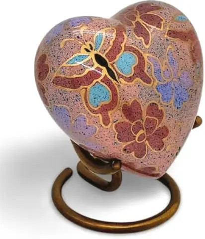 Wholesale Classic Heart Shape Keepsake Urn for Human Ashes with Box and Stand  Lovely Brown Floral Design Cremation  Funeral jar