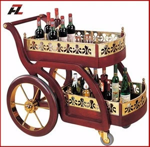 wholesale classic style wooden hotel liquor wine service cart trolley