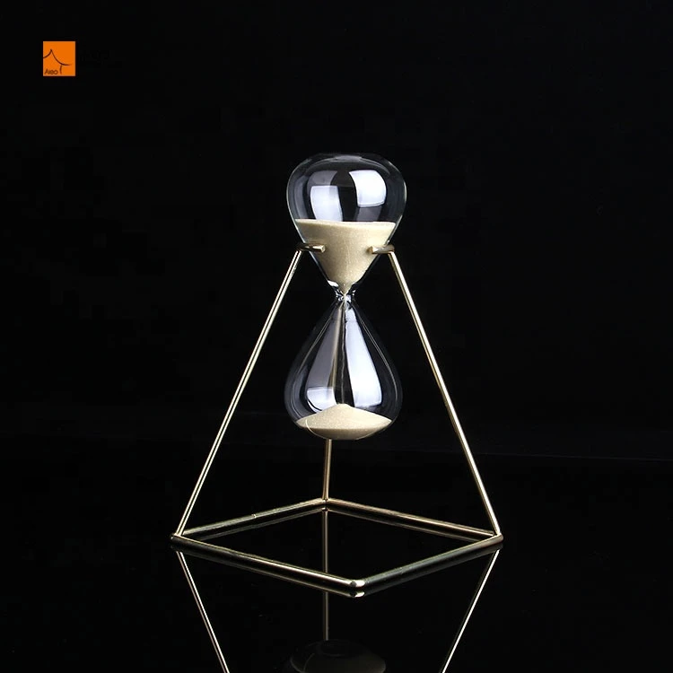 Wholesale Craft Gift Large Antique Metal Frame Gold Hourglass 10 minutes Sand Timer Sand Clock
