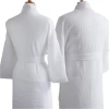 Wholesale Custom 5 Star Hotel Logo White Bath Robe Quick Dry Breathable 100% Cotton Kimono Waffle Spa Bathrobe