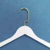 Wholesale Custom Logo Luxury Cloth Hanger White Wood Clip Hanger Non Slip Boutique Gold Wooden Clothes Hanger for Clothing Shop