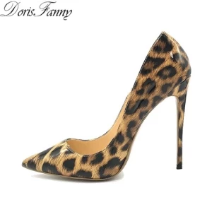 Wholesale Custom sexy high heel shoes patent leather leopard womens party shoes stiletto heels large size
