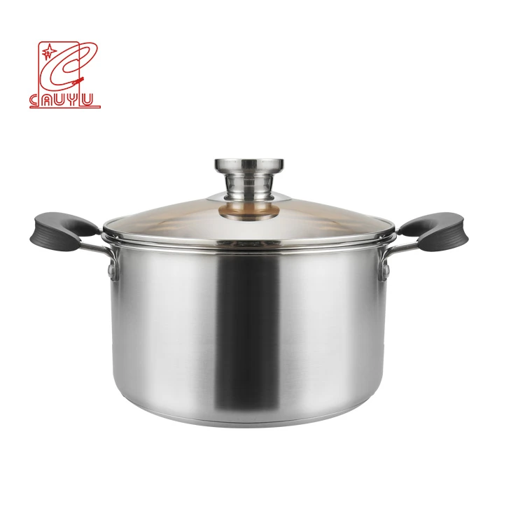 Wholesale Custom  Stainless Steel Cooking Pot Soup Stock Pot With Glass Lid