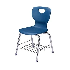Wholesale education furniture school plastic chair with grid net shelf
