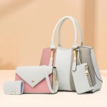 Wholesale handbags color contact PU leather tote luxury ladies bags women purse and hand bag set 4pcs
