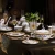 Import Wholesale handmade Luxury Bone China Gold Decal 10 person hotel Dinnerware set Microwave safe 60pcs Bone China tableware set from China