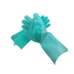 Wholesale high quality kitchen cleaning Magic Silicone Dishwashing Gloves With Wash Scrubber