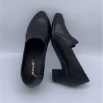 Wholesale hot selling hollowed-out women mid-heel pumps fashion comfortable rubber ladies working shoes
