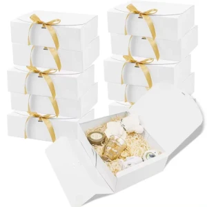 Wholesale Luxury Customized Wedding Invitation Packaging Box Rigid Cardboard Gift Favor Box with Ribbon Bow