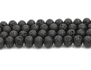 wholesale natural black 8mm matte lava jewelry stone bead
