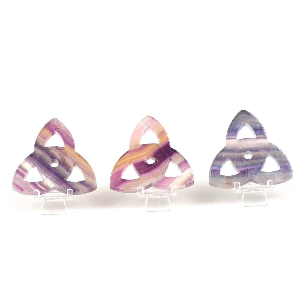 Wholesale natural crystal Triangle Ruyi Colored fluorite crafts for gifts