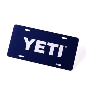 wholesale rectangle YETI logo printing embossed promotional plain license plate