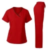 Wholesale short sleeve Breathable hospital dental nursing medical scrub set uniforms V-neck front