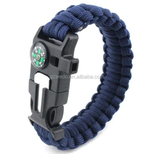 Wholesale Survival Gear Kit Paracord Survival Bracelet with Embedded Compass, Fire Starter, Emergency Knife & Whistle