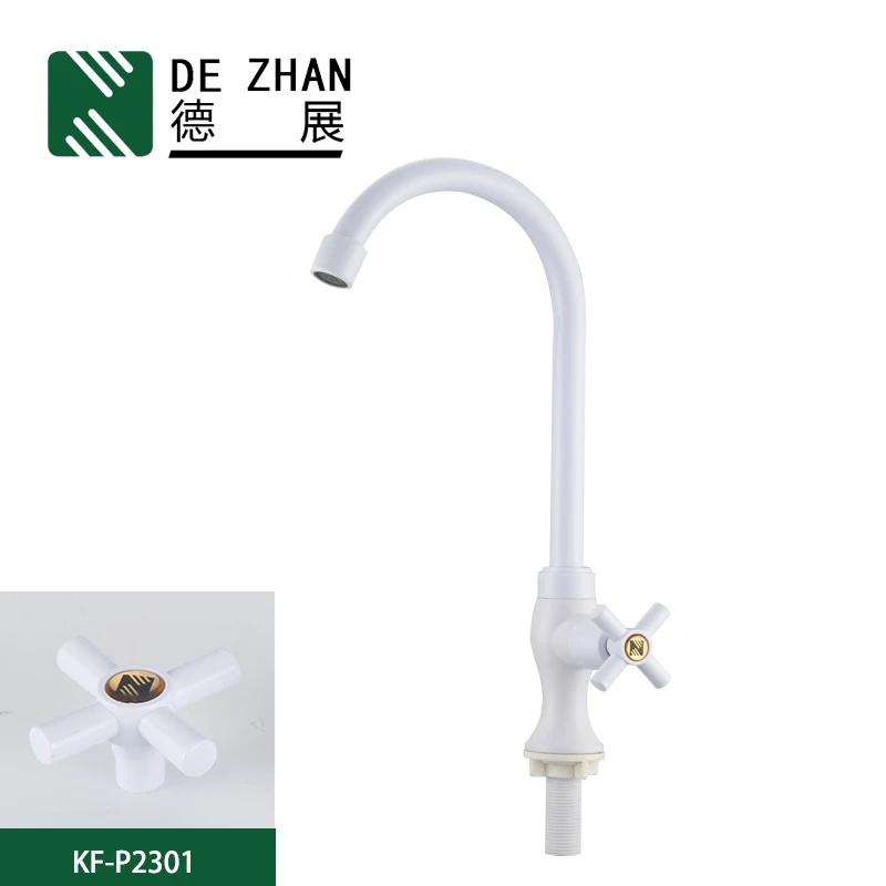 Wholesale White ABS Plastic Water Tap Single Cold Kitchen Sink Faucet