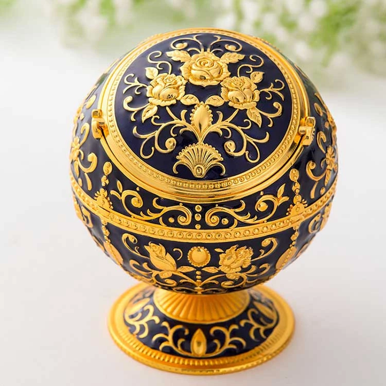 Wholesales Russia View Ball Shape Enamel Metal Trash Can on Desk Ashtray with Ball Shape
