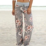 Women Comfy Causal Floral Print Drawstring Pajama Lounge Wide Leg Pants