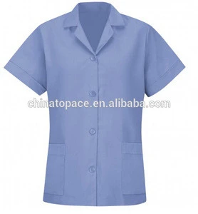 Womens loose fit button working nurse uniform smocks with pockets