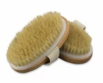 Wood long handle body back wash brush for scrubber back