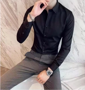 Black Shirt Good Quality Business Casual Brand Formal Black Shirts for Men