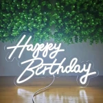 Happy Birthday LED Neon Sign with Cool White Glow for Party Decoration