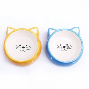 Cat Shape High Quality Pet Ceramic Bowl Non-Slip Design